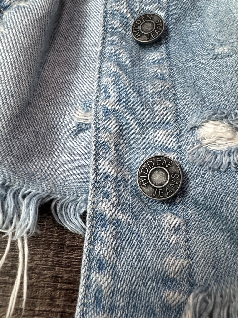 Light Wash Distressed Denim Jacket - Women's - Picture 5 of 10